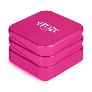 STEEZY® 4+1 | High Class Grinder | 63mm | 4-piece grinder | square | CNC-machined aluminum alloy | Neodymium magnetic closure | Includes brush & tapping band "Pink Bubblegum"