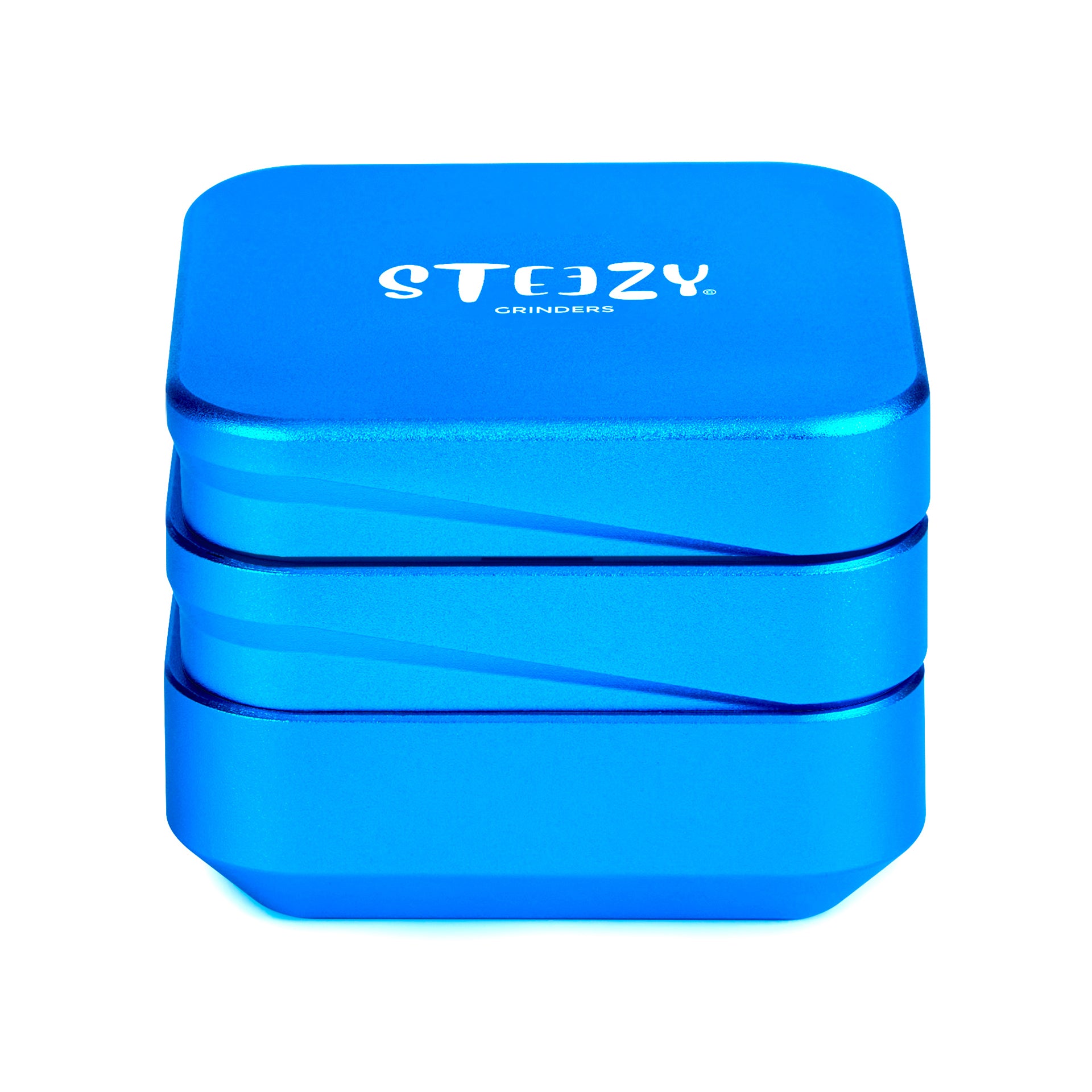 STEEZY® STEEZY® 4+1 | High Class Grinder | 63mm | 4-teiliger Grinder | quadratisch | CNC-gefräste Aluminiumlegierung | Neodym Magnetverschluss | Inklusive Pinsel & Klopfband "Electric Blue" – Individueller Grinder kaufen | Alternative zu NV Grinder