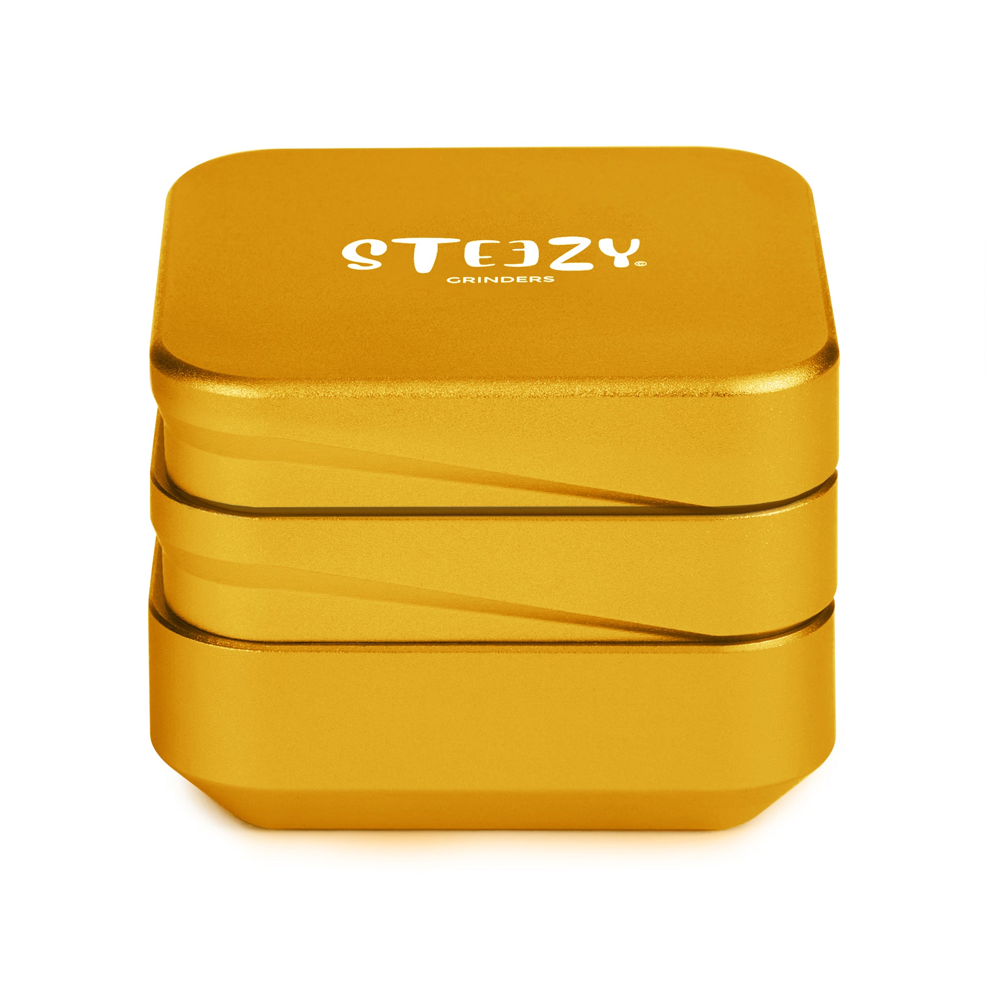 STEEZY® STEEZY® 4+1 | High Class Grinder | 63mm | 4-teiliger Grinder | quadratisch | CNC-gefräste Aluminiumlegierung | Neodym Magnetverschluss | Inklusive Pinsel & Klopfband "Sunset Gold" – Individueller Grinder kaufen | Alternative zu NV Grinder