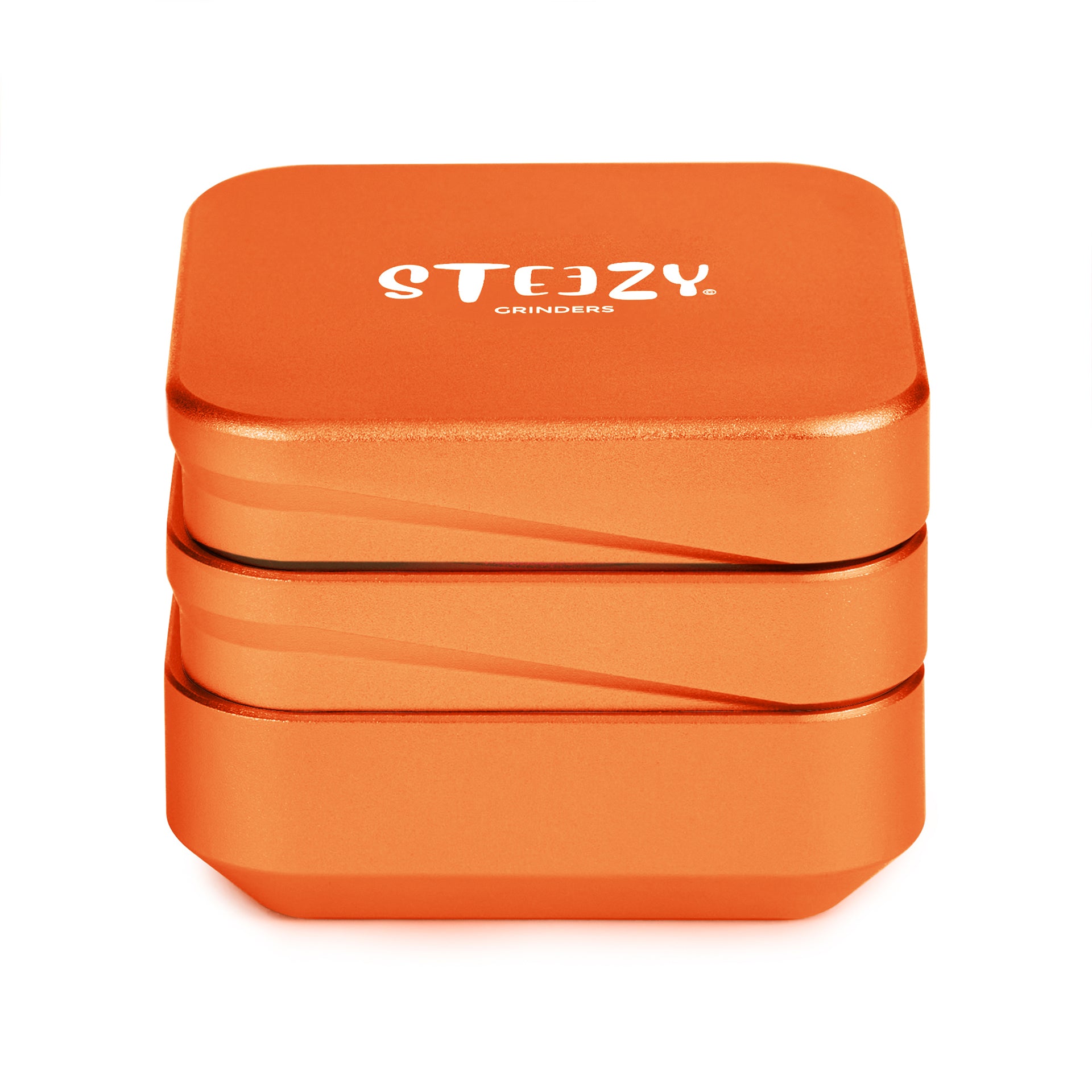 STEEZY® STEEZY® 4+1 | High Class Grinder | 63mm | 4-teiliger Grinder | quadratisch | CNC-gefräste Aluminiumlegierung | Neodym Magnetverschluss | Inklusive Pinsel & Klopfband "Blazing Orange" – Individueller Grinder kaufen | Alternative zu NV Grinder