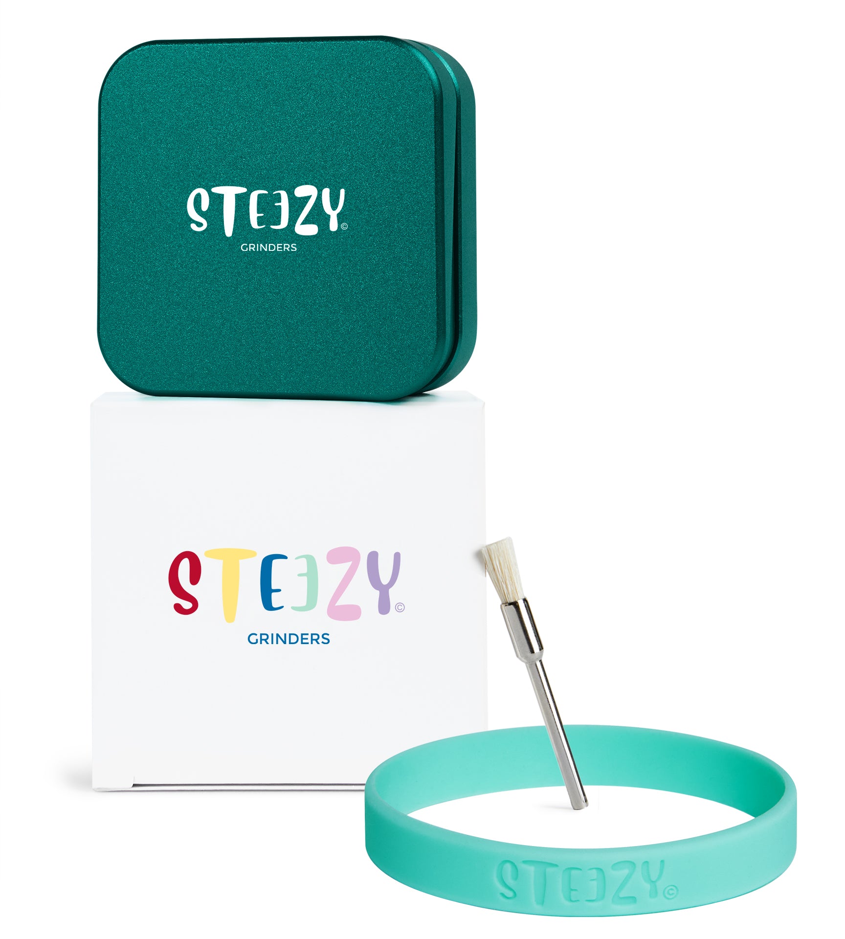 STEEZY® STEEZY® Classic | High Class Grinder | 63mm | 2-teiliger Grinder | quadratisch | CNC-gefräste Aluminiumlegierung | Neodym Magnetverschluss | Inklusive Pinsel & Klopfband "Jade Green" – Individueller Grinder kaufen | Alternative zu NV Grinder