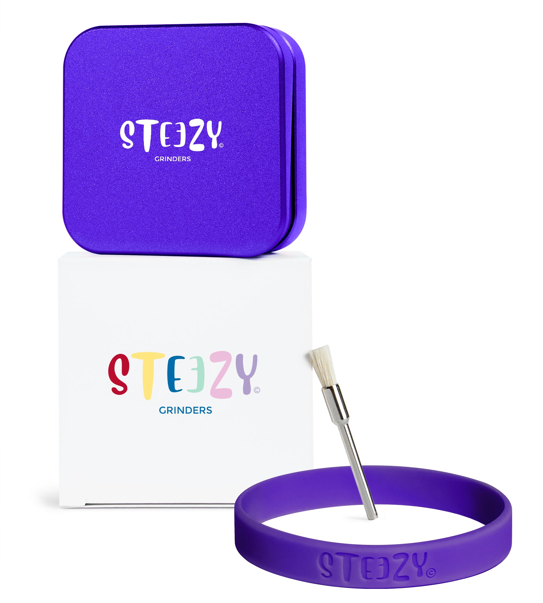 STEEZY® STEEZY® Classic | High Class Grinder | 63mm | 2-teiliger Grinder | quadratisch | CNC-gefräste Aluminiumlegierung | Neodym Magnetverschluss | Inklusive Pinsel & Klopfband "Ultra Purple" – Individueller Grinder kaufen | Alternative zu NV Grinder