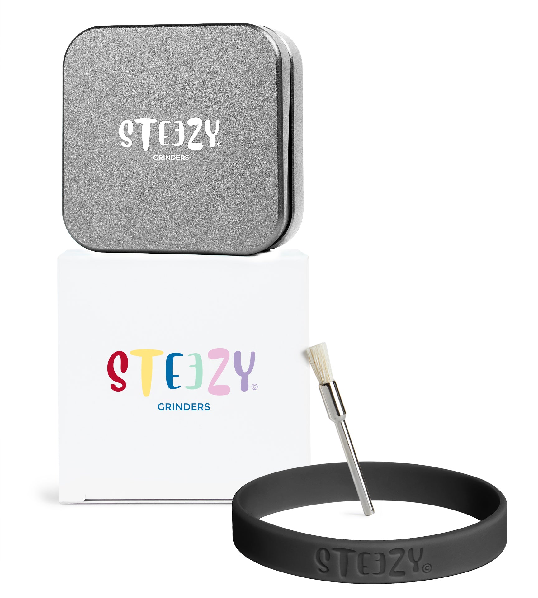 STEEZY® STEEZY® Classic | High Class Grinder | 63mm | 2-teiliger Grinder | quadratisch | CNC-gefräste Aluminiumlegierung | Neodym Magnetverschluss | Inklusive Pinsel & Klopfband "Cool Gray" – Individueller Grinder kaufen | Alternative zu NV Grinder